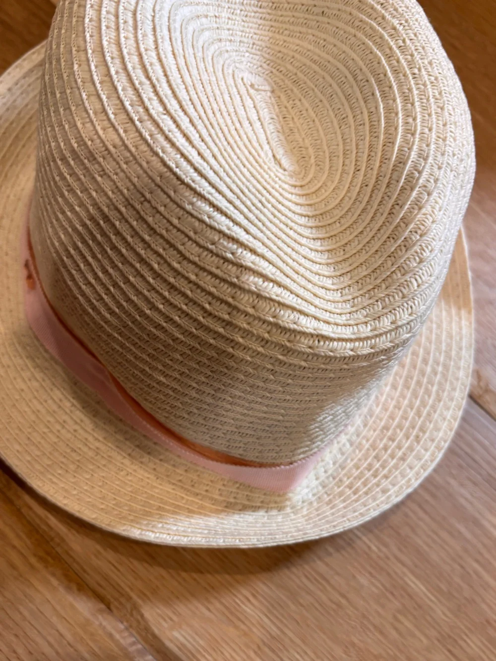 Ted Baker London Cream Straw Hat with Pink Band